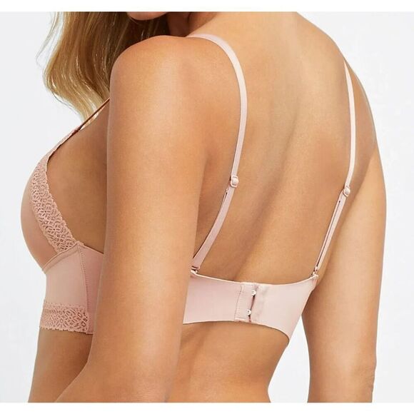 Maidenform DM2322-JDQ Women's Sz M Blush Pink Lace Trim Triangle Rib Bralette - Picture 9 of 9